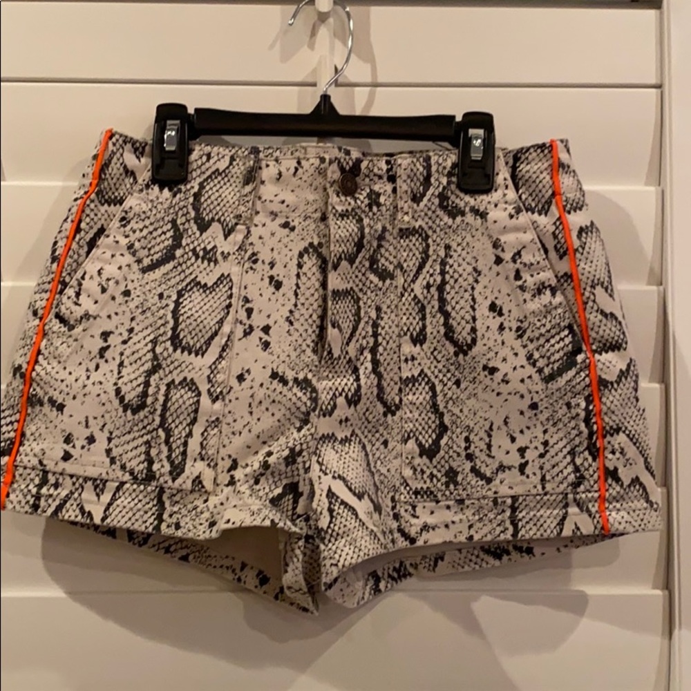 Lace-up back Snakeskin Print Shorts